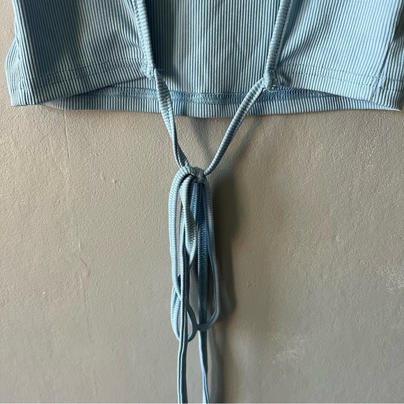 SHEIN Light Blue Ribbed Tie Back Tank Size Large - Picture 5 of 5